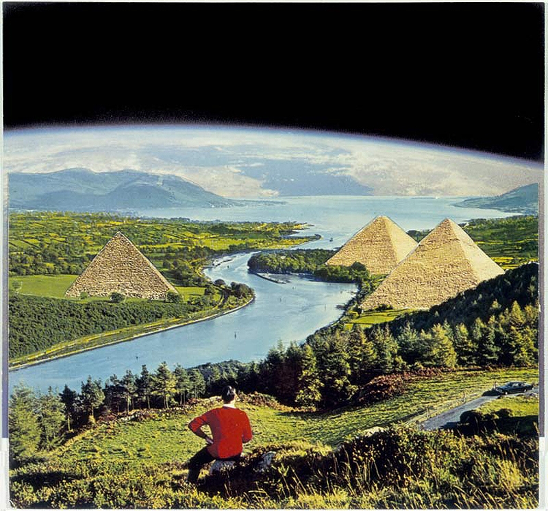 The Great Pyramids of Carlingford Lough - Collage 1994 
 from Irelantis 'Irelantis' by Sean Hillen was at Clotworthy House, Antrim, 1996 by Catherine Duncan - Click for Next Image