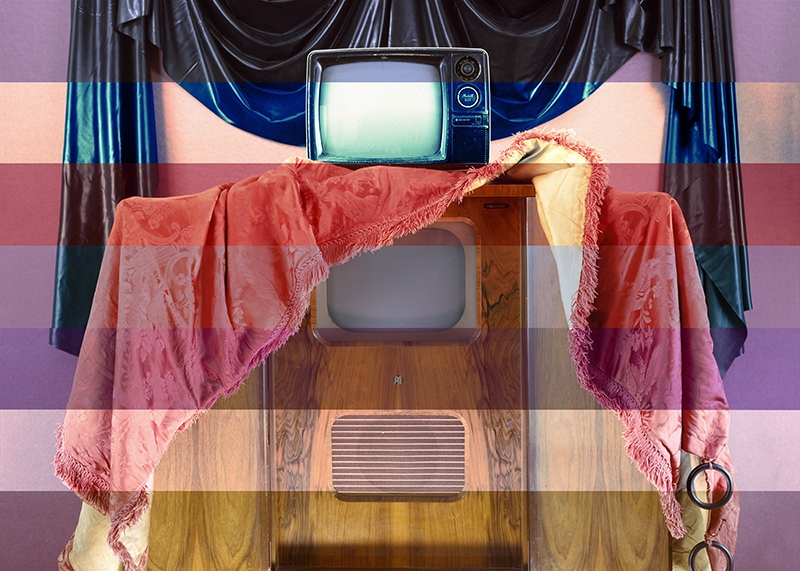 ‘#PYE #Sanyo #TV #damask #curtain #rubber #walnut 2015’ - Durbin Lewis Ltd - Royal College of Art