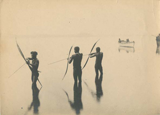 RAI 1515 C. Rogers, Three archers wading, Andaman Islands, c. 1902, Royal Anthropological Institute