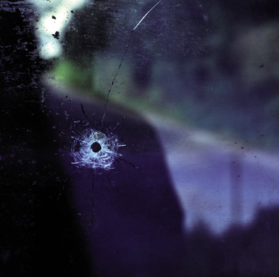 Bullet hole in telephone kiosk, Co. Tyrone by Anthony Haughey